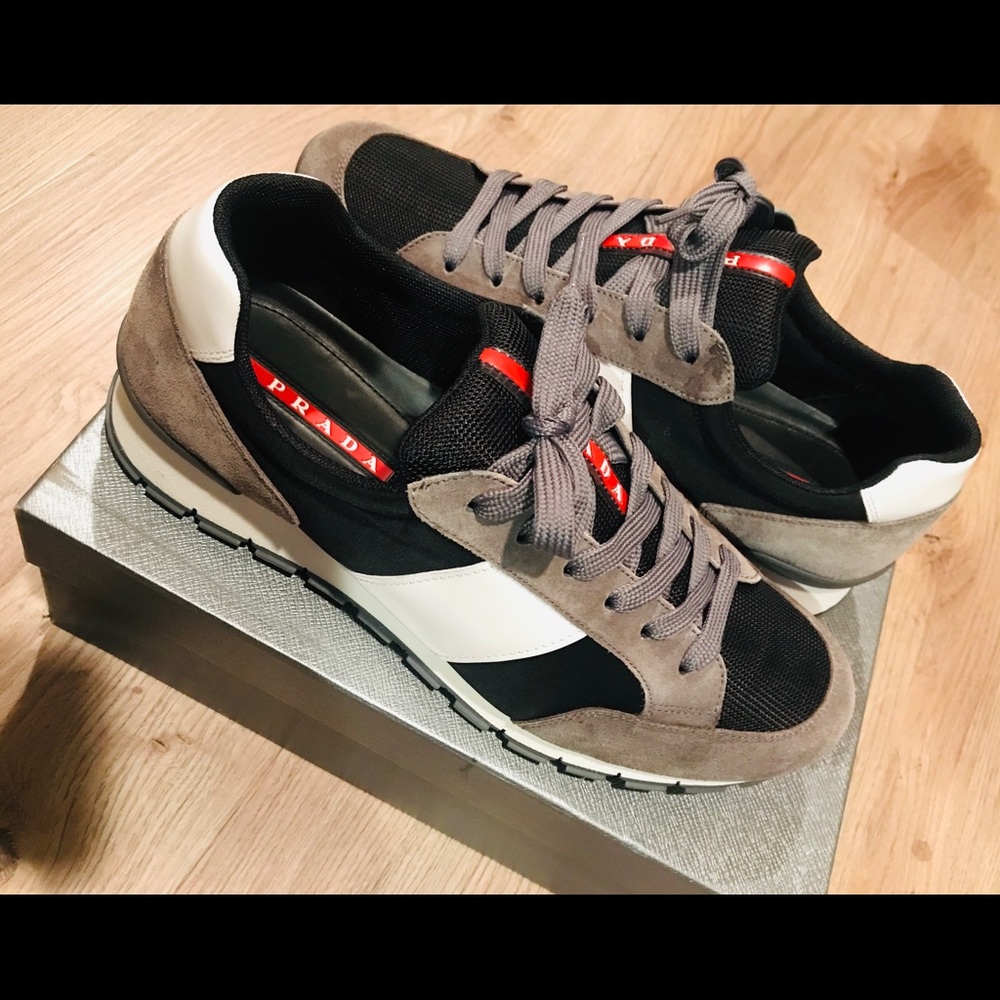 Prada Grey White Black Sneakers Sz 12 / Prada 11